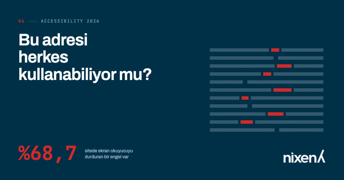 Mersin Accessibility 2026 kapağı — Bu adresi herkes kullanabiliyor mu? %68,7 en az bir ekran okuyucu engeli olan site